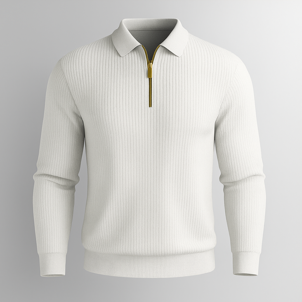 Men Polo Neck Full Sleeve Cotton Blend Regular Tshirt
