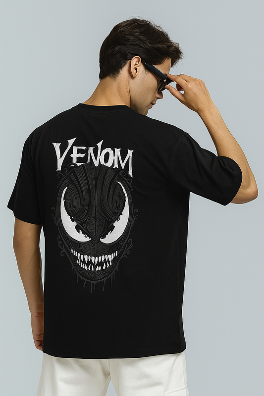 Venom Black Oversized Cotton Tee