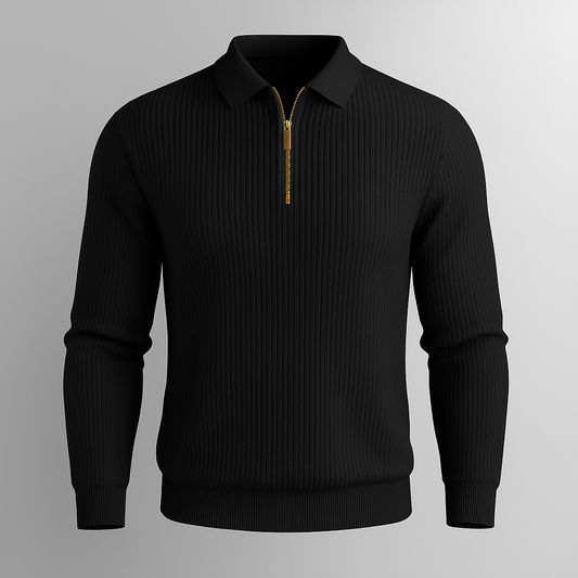 Men Polo Neck Full Sleeve Cotton Blend Regular Tshirt