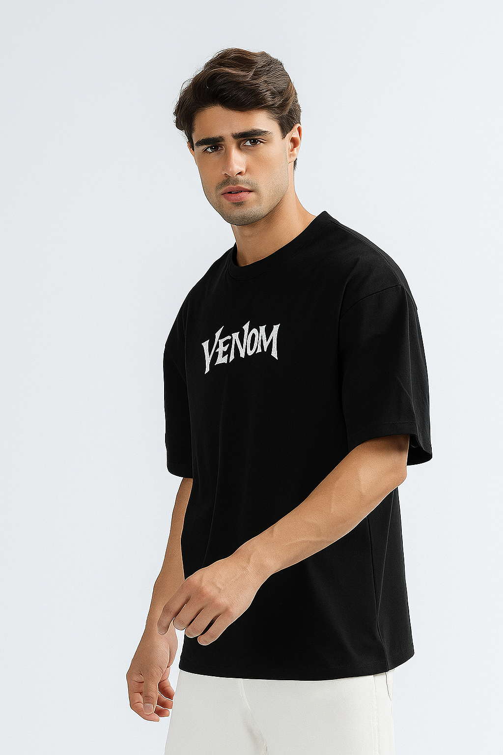 Venom Black Oversized Cotton Tee